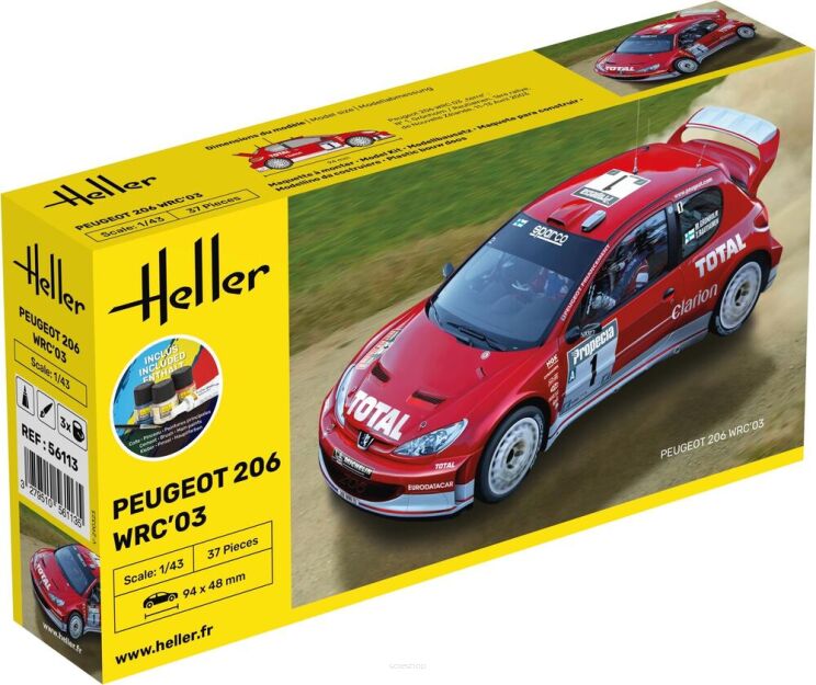 HELLER 56113 Starter Set - Peugeot 206 WRC 2003 - 1:43