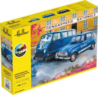 HELLER 52325 Starter Set - Gendarmerie Set Renault Estafette + 4TL - 1:24