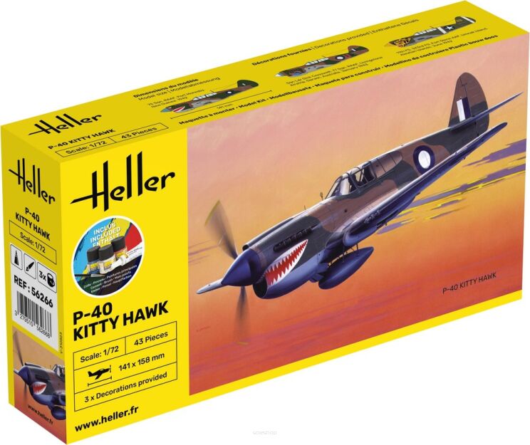 HELLER 56266 Starter Set - P-40 Kitty Hawk - 1:72