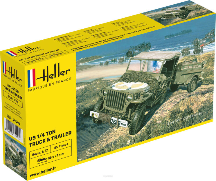 HELLER 79997 Jeep Willis z przyczepą - 1:72
